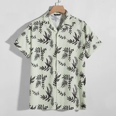 Мужская рубашка с ботаническим принтом Shein