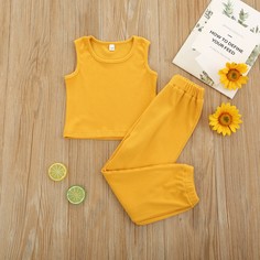 Майка и спортивные леггинсы в рубчик для девочек Shein