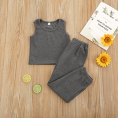 Майка в рубчик и спортивные брюки для девочек Shein