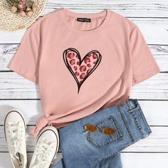 Сердечко Повседневный Футболки Shein