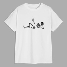 Мужская футболка с короткими рукавами и узором скелет Shein