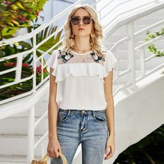 с оборками Цветочный Бохо Блузы Shein