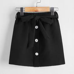 с поясом Одноцветный Повседневный Юбки для девочек Shein