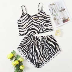 Пижама с принтом зебры Shein