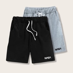 Карман буква Повседневный Мужские шорты Shein