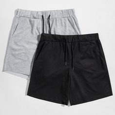 Карман Одноцветный Институтский Мужские шорты Shein