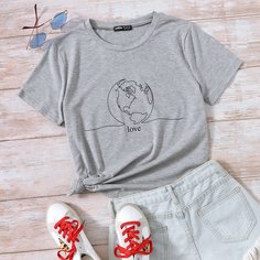 буква Повседневный Футболки Shein