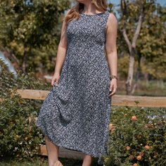 цветочный Повседневный Платья размер плюс Shein