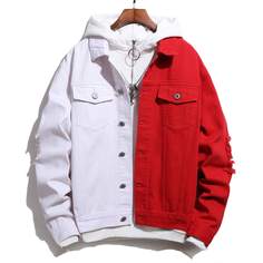 с карманами Контрастный цвет Мужские джинсовые куртки Shein