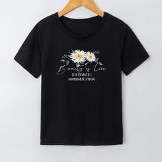 Цветочный Повседневный Футболки для девочек Shein