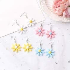 4 пары серьги-подвески в форме цветка Shein