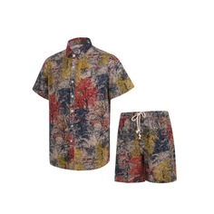 Мужские шорты и рубашка с принтом дерева Shein