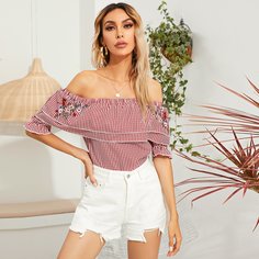 с оборками Цветочный Бохо Блузы Shein