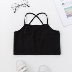 крест на крест С простым принтом Повседневный Майки для девочек Shein