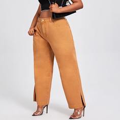 Широкие джинсы размера плюс с разрезом Shein