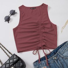 Обычный жилет с кулиской спереди Shein