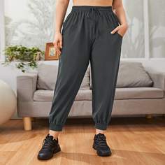 Однотонные спортивные брюки с завязками на талии Shein