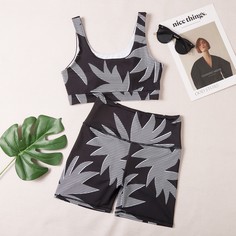 графический принт Спортивный комплектный костюм Shein