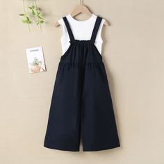Майка в рубчик и комбинезон для девочек Shein