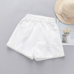 Карман Одноцветный Джинсовые шорты для девочек Shein