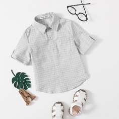 Рубашка в клетку с карманом для мальчиков Shein