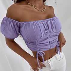 Топ на кулиске с открытыми плечами Shein