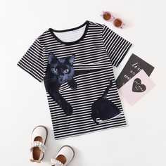 Животный Повседневный Футболки для девочек Shein