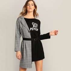 Асимметричное платье с поясом Shein