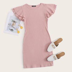 Трикотажное платье с оригинальным рукавом Shein