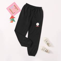 Брюки с оригинальным принтом для девочек Shein