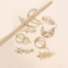8шт металлическая заколка для волос с изображением звезды и луны Shein