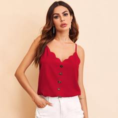 Топ с фестончатой отделкой и пуговицами Shein