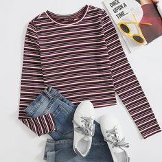 Вязаный топ в полоску Shein