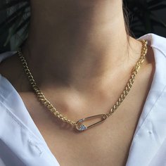 Ожерелье с булавкой и стразами Shein