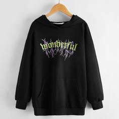 Толстовка с текстовым принтом для девочек Shein