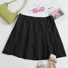 Однотонная плиссированная юбка размера плюс Shein