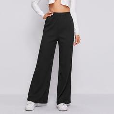 Одноцветный Повседневный Брюки Shein