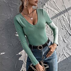 Вязаный топ в рубчик Shein