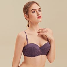 Контрастный кружевной бюстгальтер на косточках Shein