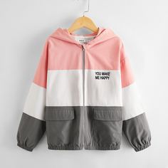 на молнии Лозунг Повседневный Куртки для девочек Shein