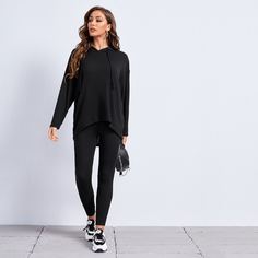 Вязаная толстовка и леггинсы в рубчик Shein