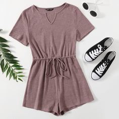 Вязаный комбинезон на кулиске Shein