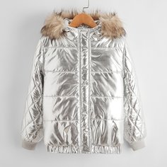 на молнии Повседневный Куртки для девочек Shein