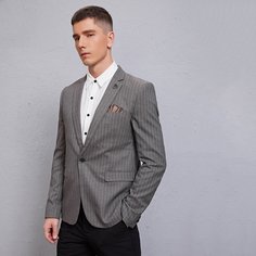 Мужской пиджак в полоску с пуговицей Shein