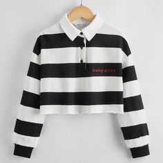 Контрастная футболка с текстовой вышивкой для девочек Shein