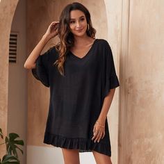 С оборками Одноцветный Накидки Shein