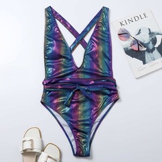 Слитный купальник с глубоким разрезом Shein