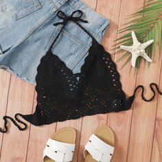 Накидка с узлом сзади и халтером Shein