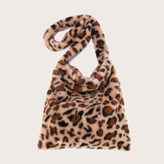 Плюшевая сумка через плечо с леопардовым принтом Shein