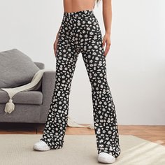 Брюки-клеш с цветочным принтом Shein